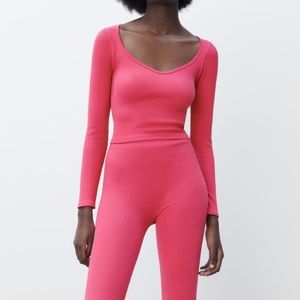 ZARA pink SEAMLESS CROP TOP
